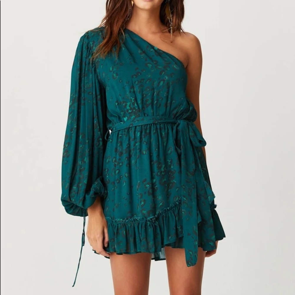 Jen’s Pirate Booty Mesa One Shoulder Leopard Mini Dress